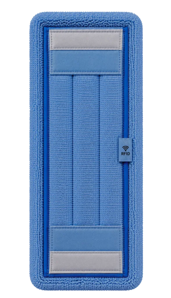 A blue flat mop